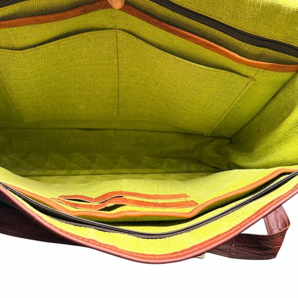 Handmade Brown Leather Messenger Bag Laptop Crossbody Satchel - Picture 14 of 16